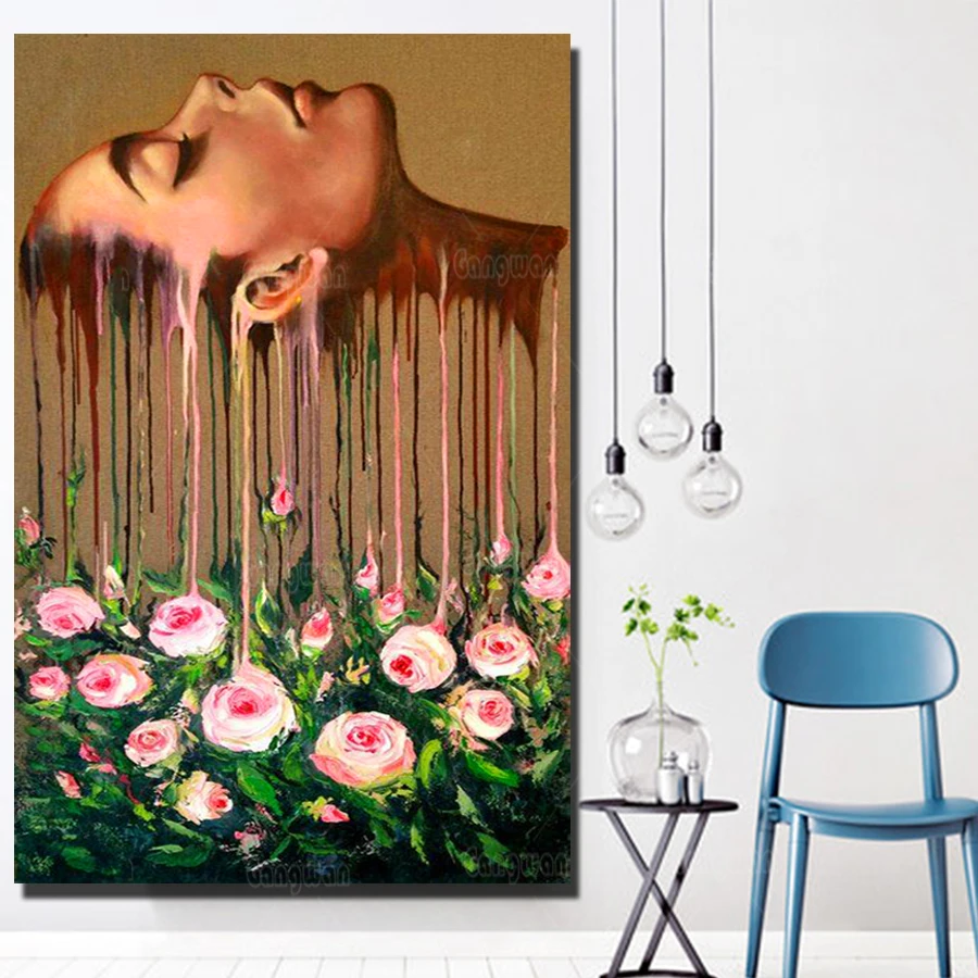 

5d квадратная алмазная вышивка, абстрактный цветок, женщина, полный круг, сделай сам, вышивка крестиком, картина из страз, декор