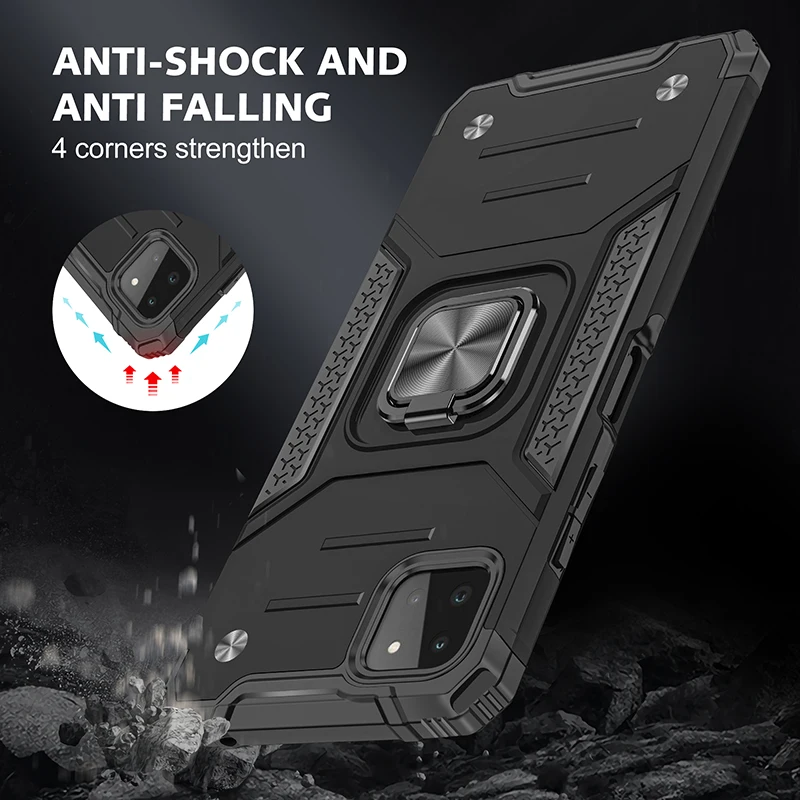 

Magnetic Metal Ring Stand Holder Armor Shockproof Case For Samsung Galaxy A22 5G Soft TPU Hrad PC Protective Cover Coque Fundas