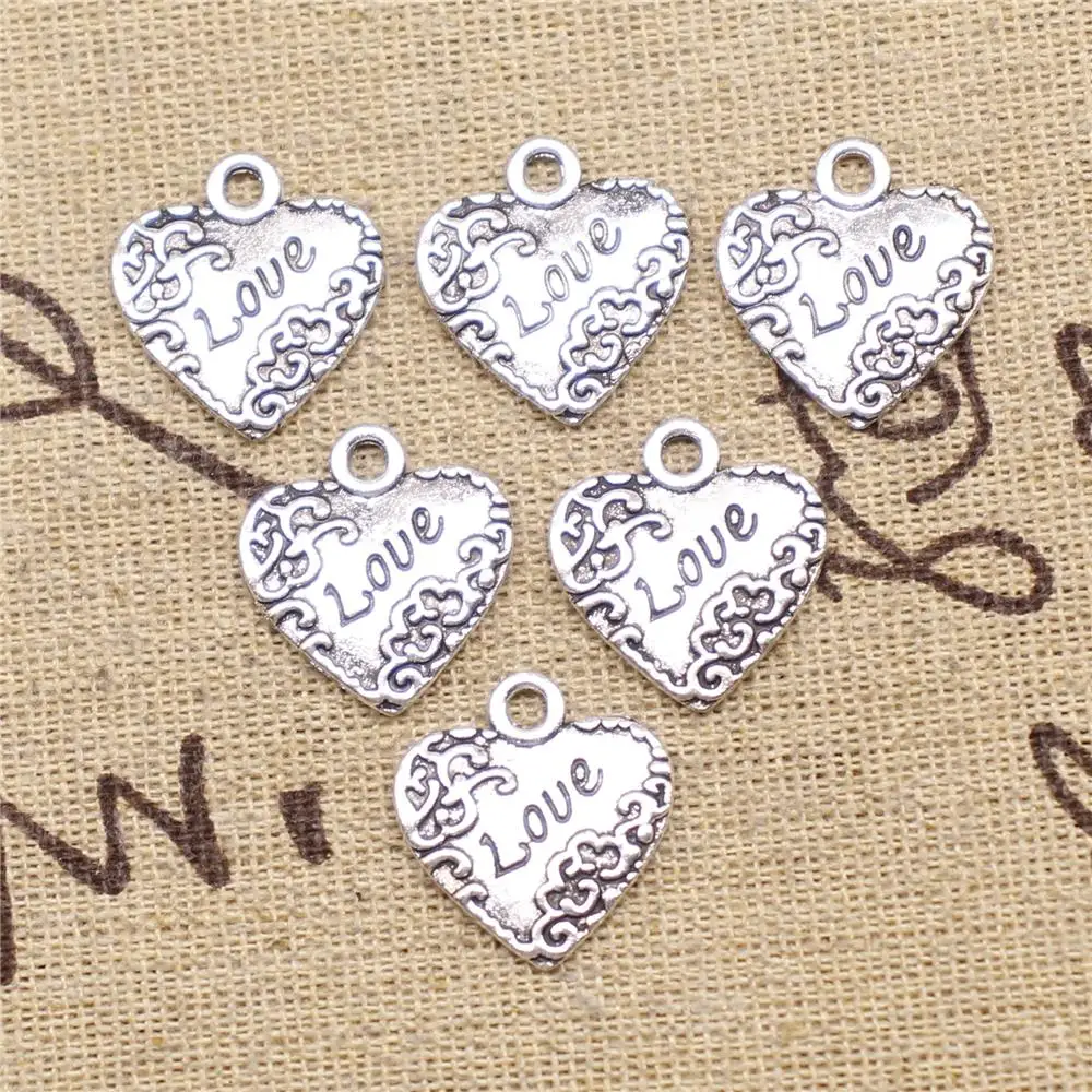 

Supplies For Jewelry Making 10pcs 20mm Antique Silver Color Love Charms