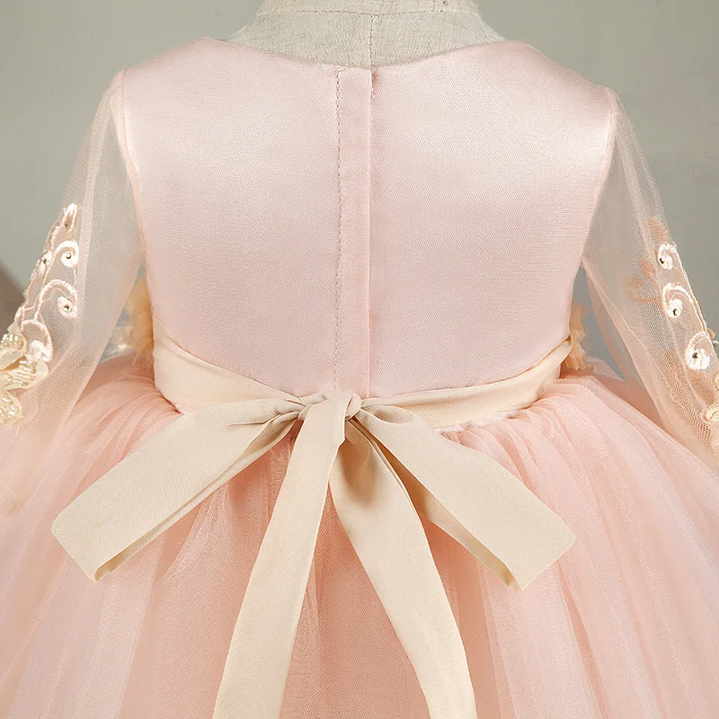 

Girls Dress Christmas Floral Newborn Infant Christening Gown Pink Tulle Party Princess dresses Baptism Toddler Baby Girl Clothes