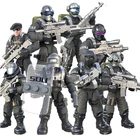 Набор фигурок мини-солдатиков, 6 видов, с строительными блоками, пистолет, армия, совместим со всеми основными брендами, серия милитари, подарок для детей