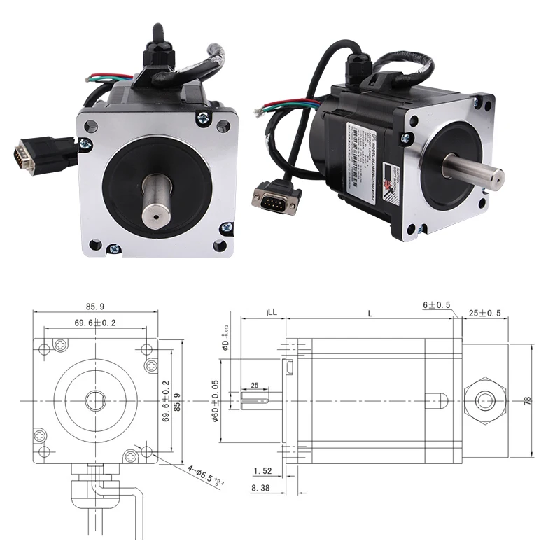 Двухфазный гибридный Серводвигатель NEMA34 86J1880EC крутящий момент 4 5 нм JMC 2HSS86H 60-80 В