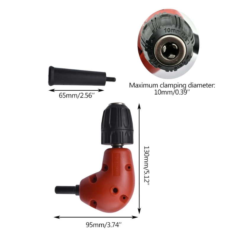 

90 Degree Round Shank Right Angle Bend Extension Chuck Drill Adapter 90 Degree Chuck Plastic 0.8-10mm Iron 1-10mm Tool