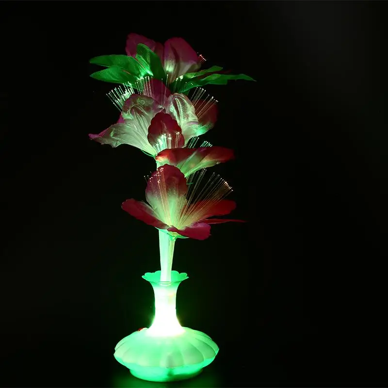 

LED Fiber Flower Kapok Vase Optical Fiber Lamp Blossom Stage Decoration Colorful