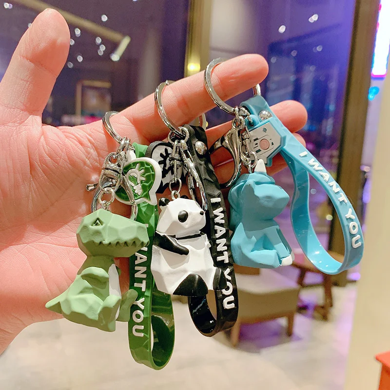 

cartoon cut geometry dinosaur keychain cute keychain personality ins creative lovers pendant hanging