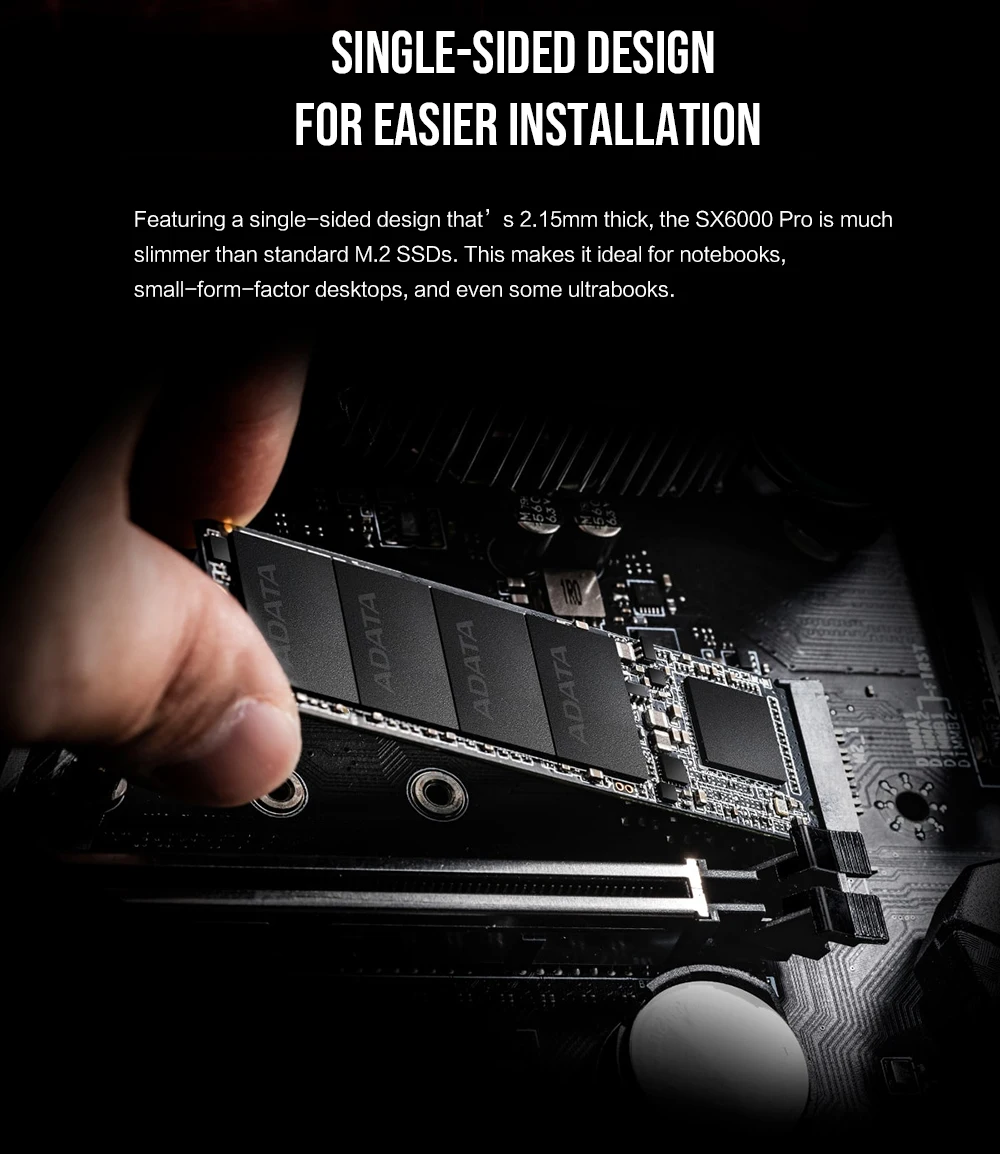 ADATA XPG SX6000 Pro PCIe 256 ГБ 512 3D NAND PCIe Gen3x4 M.2 2280 NVMe 1,2 R/W до 1000/800 МБ/с. твердотельный накопитель