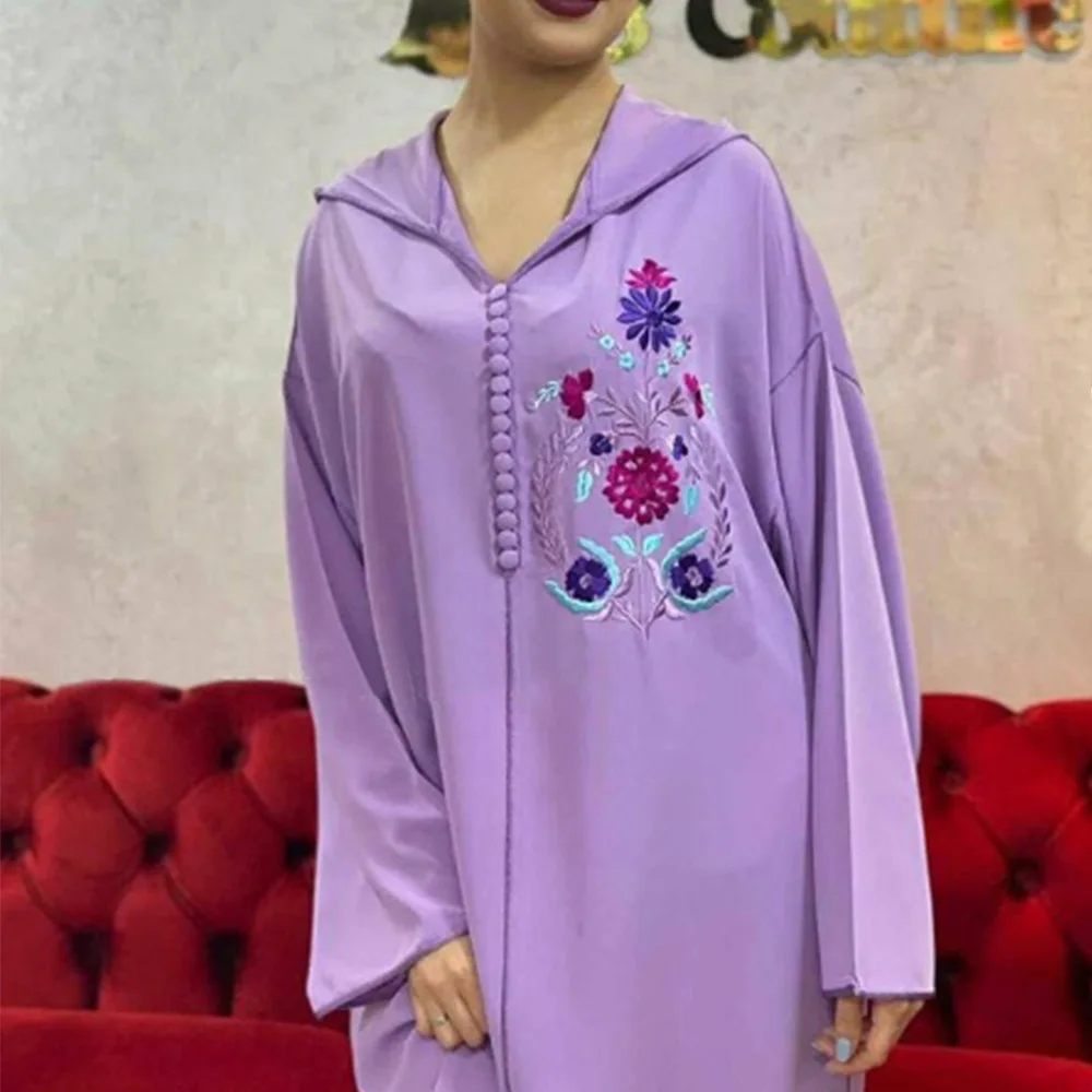 

Muslim Embroidered Hooded Dress Women Abaya Dubai Hijab Dress Robe Longue Femme Kaftan Moroccan Dresses Abayas For Women Vestido