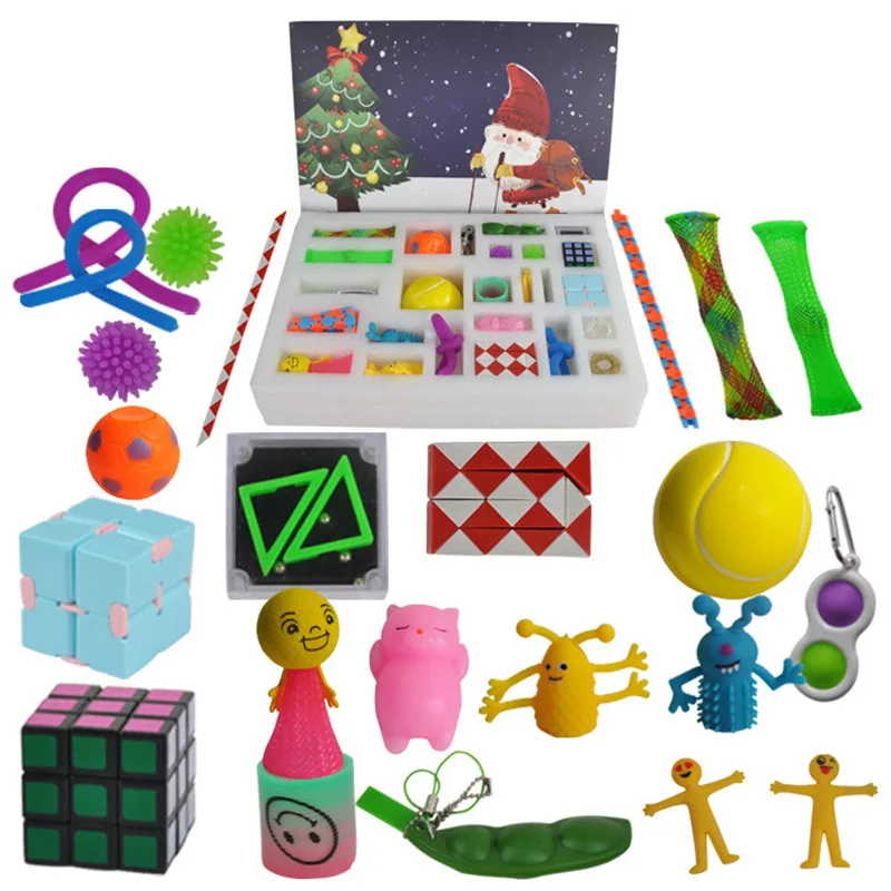 Fidget Juguetes | Juguetes Fidget | Fidget juguetes de Navidad Calendario de Adviento con 24 juguetes Anti estr&eacute;s paquete ciego caja Anti estr&eacute;s juguete de regalo de Navidad-3