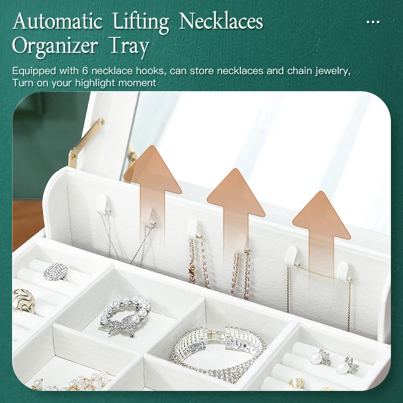 Casegrace Large Jewelry Storage Box Desktop Drawers Organizer for Makeup Earrings Cosmetic Jewelry Display Packaging Gift Case