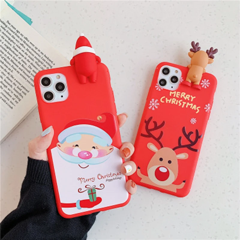 

Christmas party elk phone case for iphone8 7 6plus X Xs max mobile phone case for iPhone11 11Pro max Santa soft case phone cases