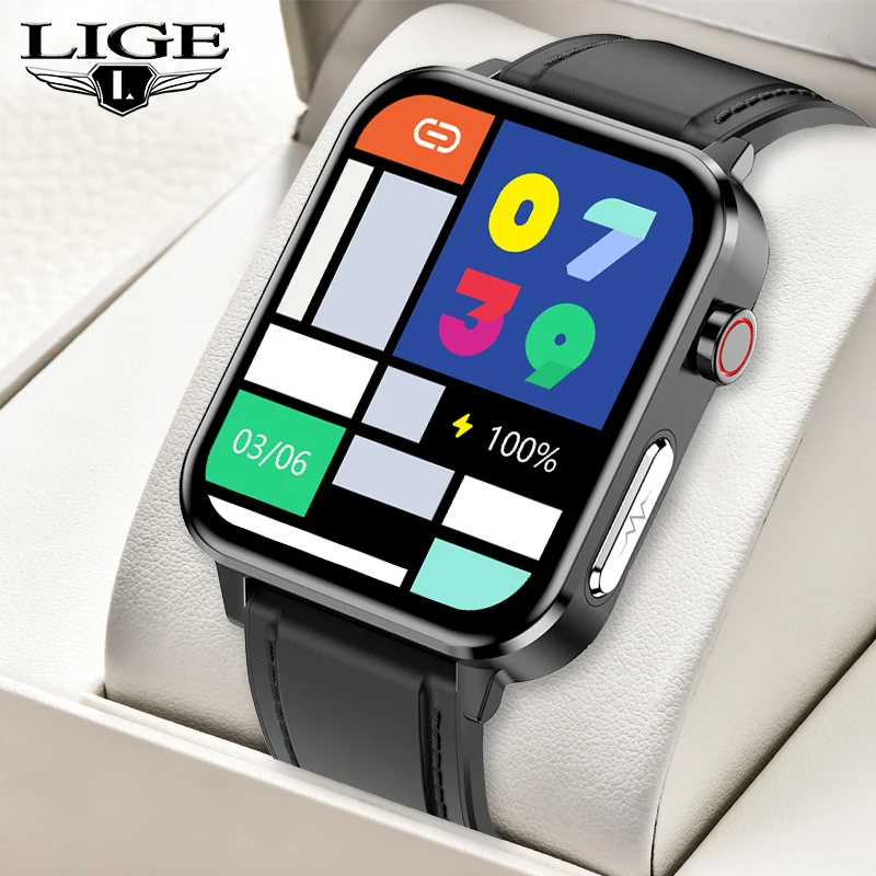 

LIGE ECG+PPG Smart Watch Men Blood Pressure Watch Body Temperature Heart Rate IP68 Waterproof Fitness Tracker Smartwatch For Men