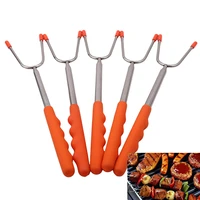 5 pcs roasting sticks extendable fork camping skewers hot dog telescoping marshmallow stick barbecue fork bbq tool