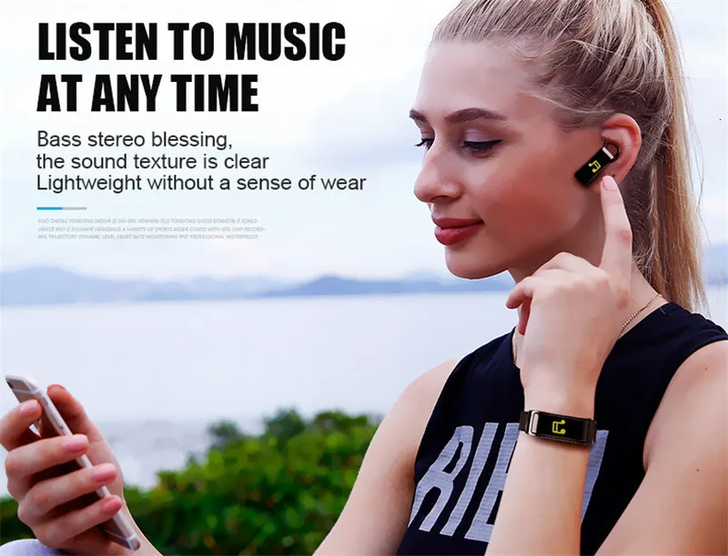 Bluetooth наушники, наушники, смарт-браслет, пульсометр, умные часы, умный браслет с говорящим браслетом, браслет с циферблатом, смарт-браслет