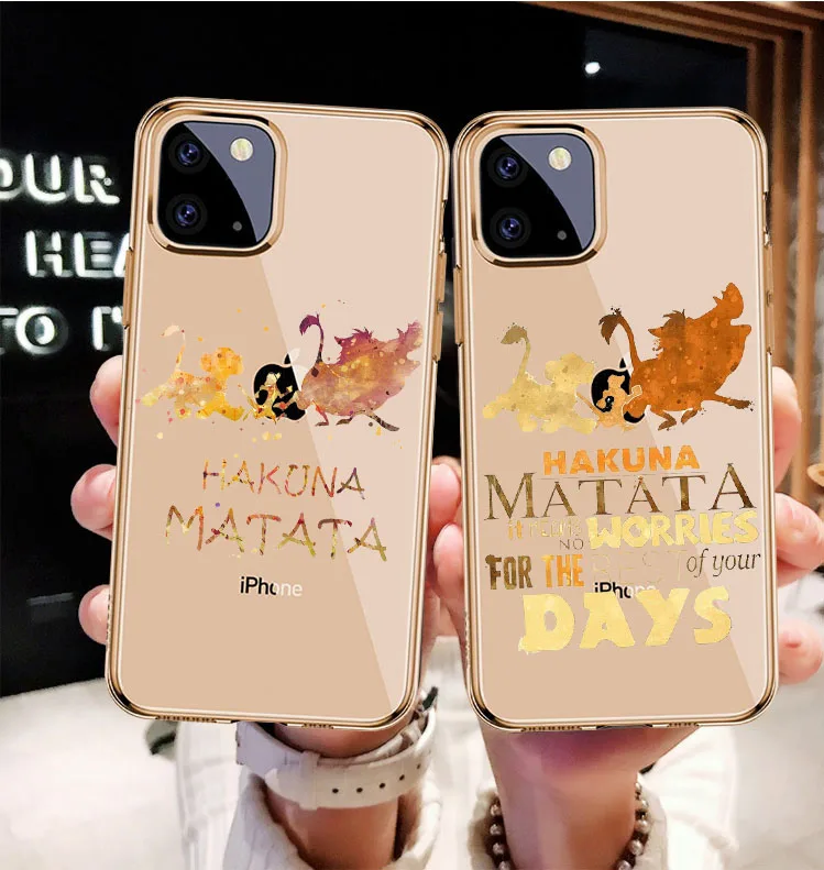 Чехол для iPhone MAX XR XS X10 6 S 7 8 Plus 11 Pro 2019 акварельный рисунок Король Лев HAKUNA MATATA мягкий