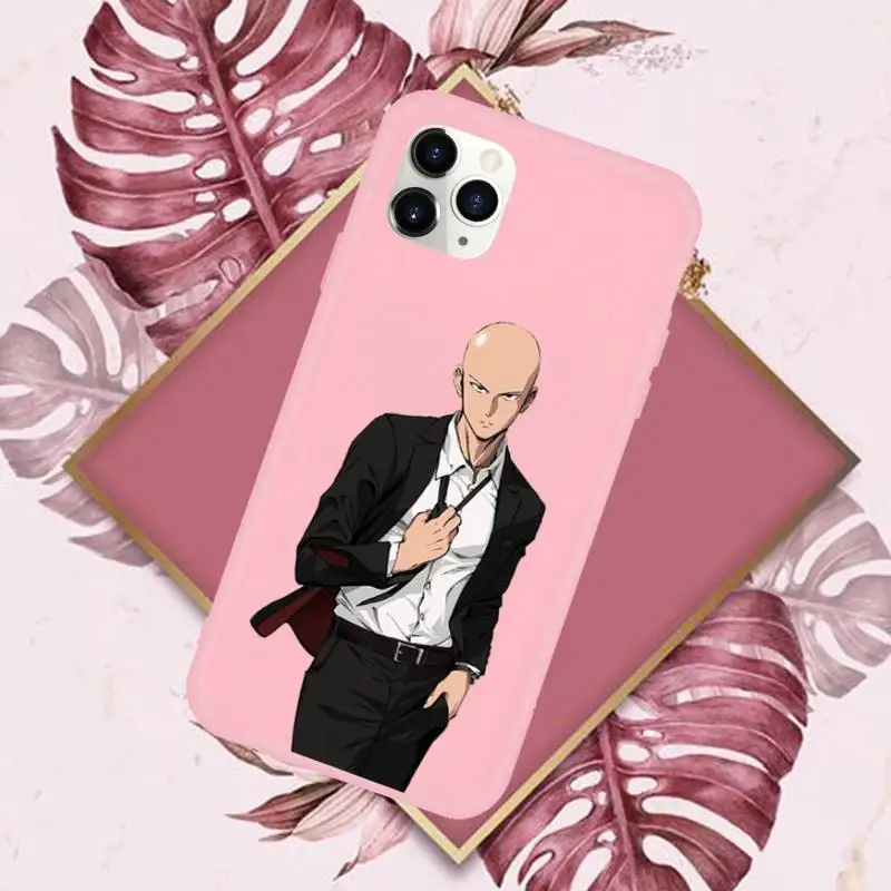 

Japan Anime One Punch Man Phone Case Candy Color for iPhone 11 12 mini pro XS MAX 8 7 6 6S Plus X SE 2020 XR