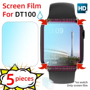 5pcs hd screen film for dt100 smart watch full coverage hydrogel protective film screen protector 44mm smartwatch not glass free global shipping