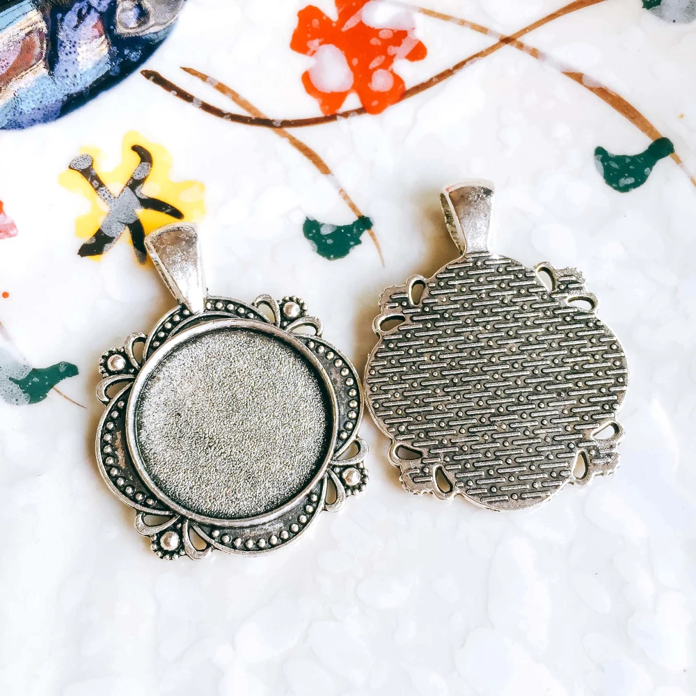 5 шт./лот 20 мм ожерелье с подвеской в античном бронзовом серебристом цвете пустая