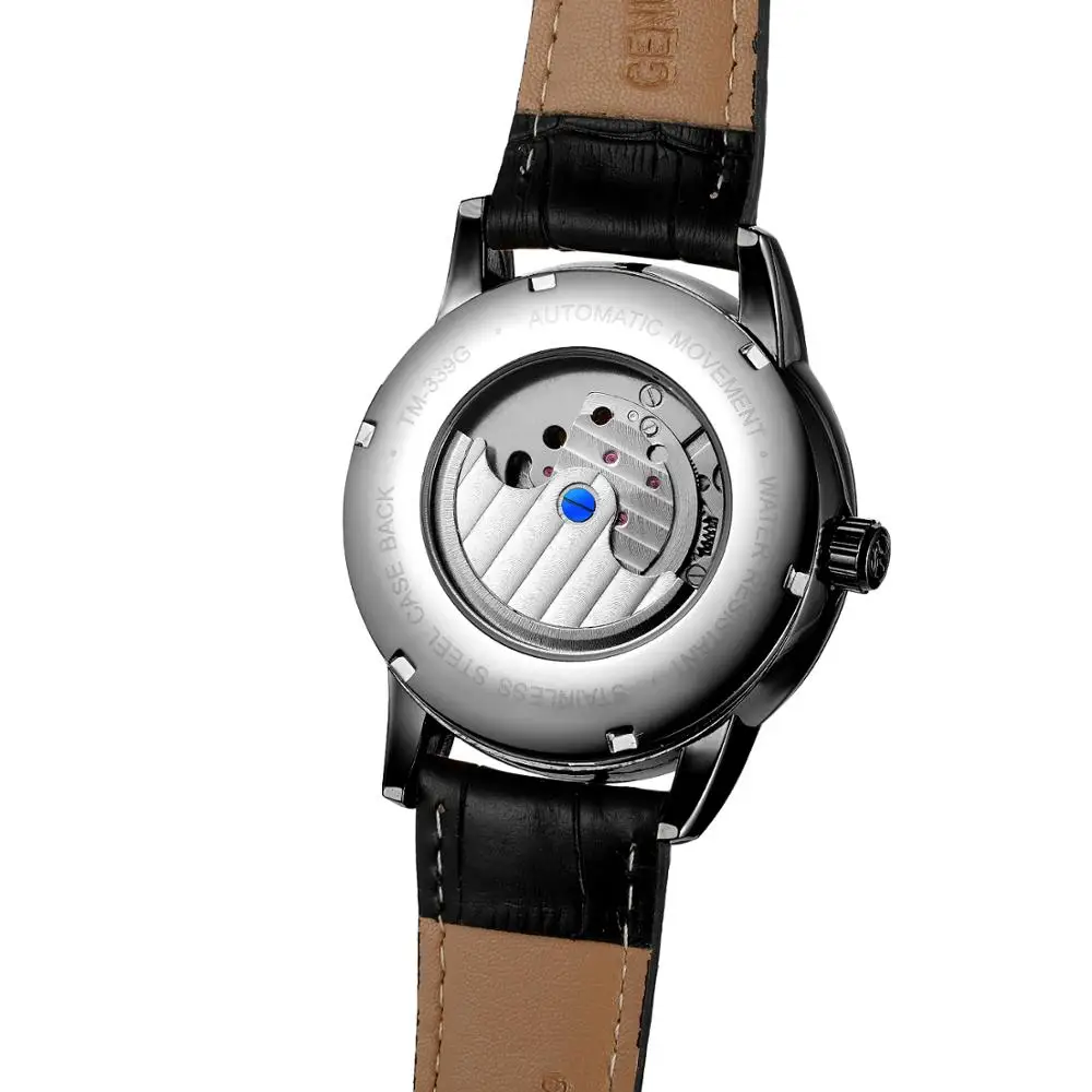 Новый бренд модные механические часы с турбийоном мужские кожаным ремешком
