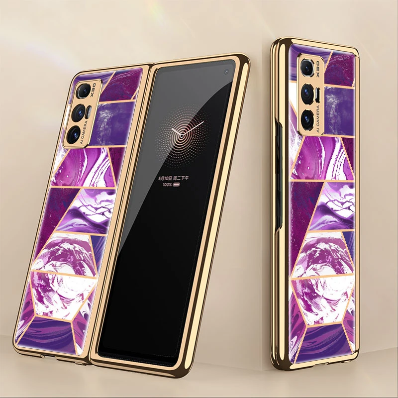 

Luxury Tempered Glass Plating Case For Xiaomi Mi Mix Fold 5G Anti-knock Hard Frame Cover For Xiaomi Mi Mix Fold 5G Case Coque