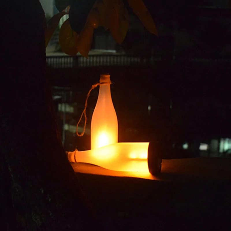 

Solar light outdoors LED wine bottle flame hanging lamp lantern waterproof garden garden park corridor lawn decorative 1/3 pcs