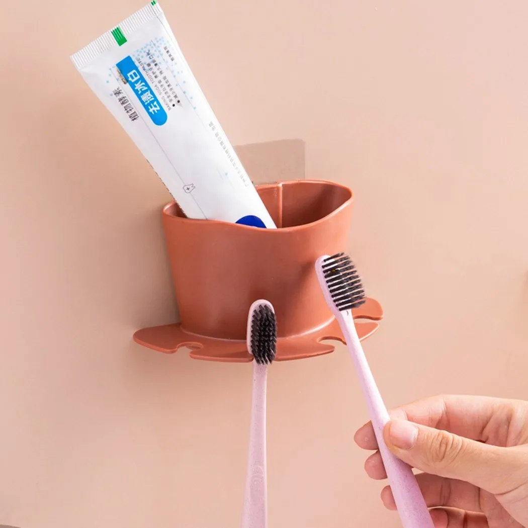 

Toothbrush Storage Holder Wall Mounted Toothpaste Stand Rack Bathroom Organizer Accessories 12*7cm