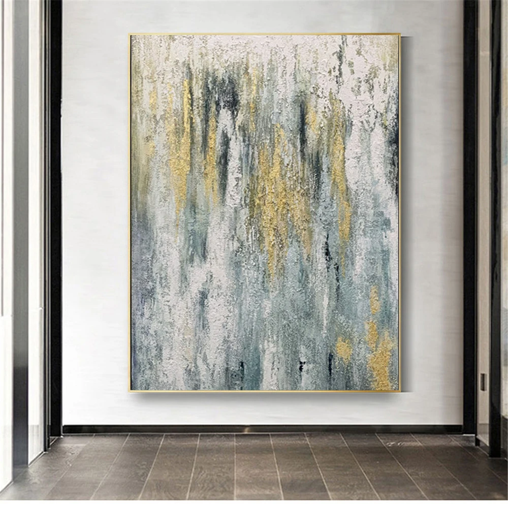 

Hand Painted Large Landscape Oil Paintings On Canvas Gold Star Waterfall Falls Modern Wall Pictures For Living Room Home Decor