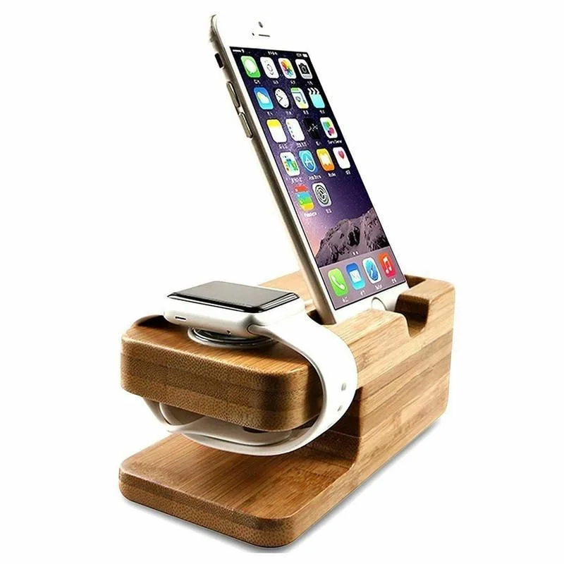 1 шт. Бамбуковая док-станция для Apple Watch iWatch iPhone | Мобильные телефоны и аксессуары