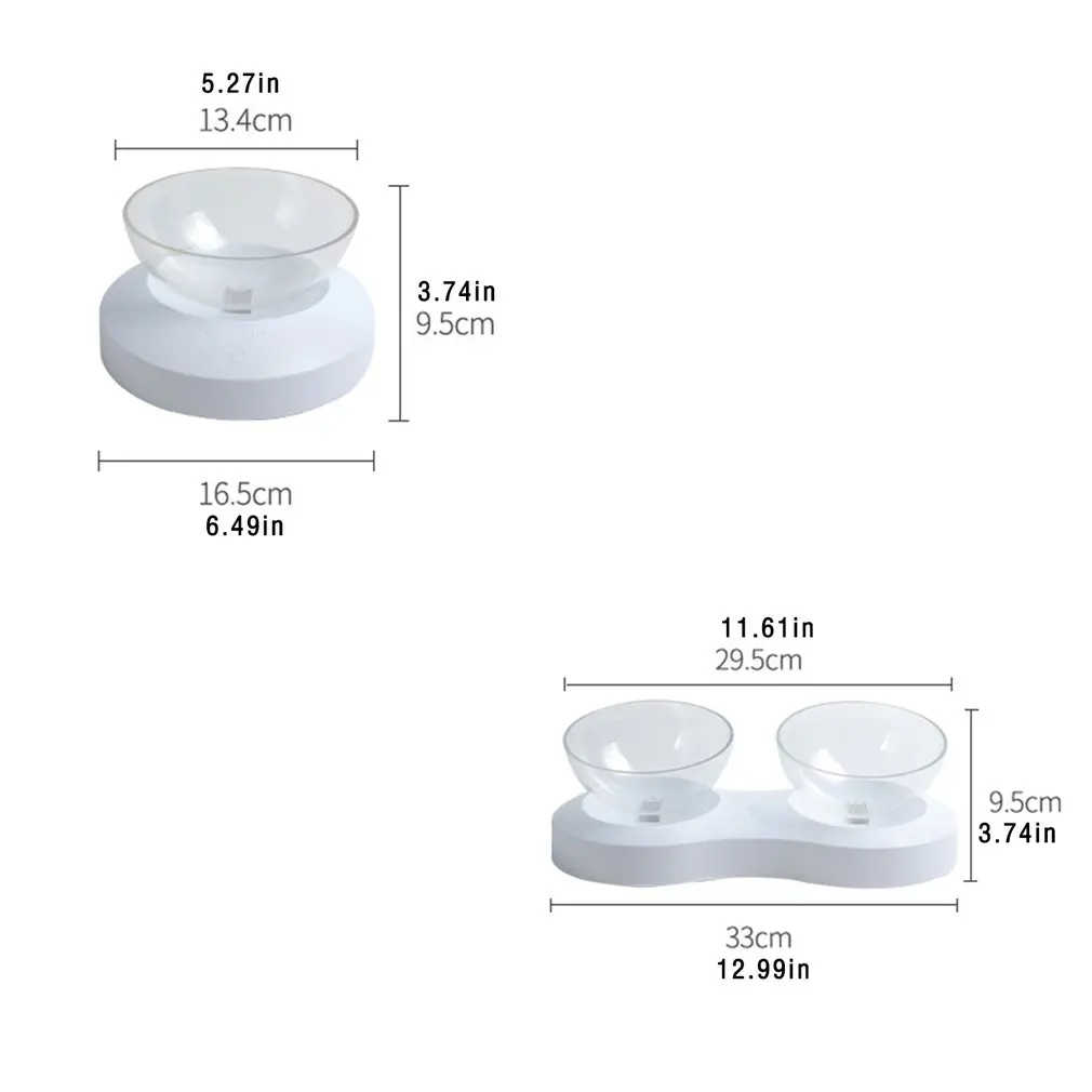 

Non-slip Cat Bowls Double Pet Bowls Transparent Tilted Raised Stand Pet Food and Water Bowls For Cats Dogs Feeders Pet Products