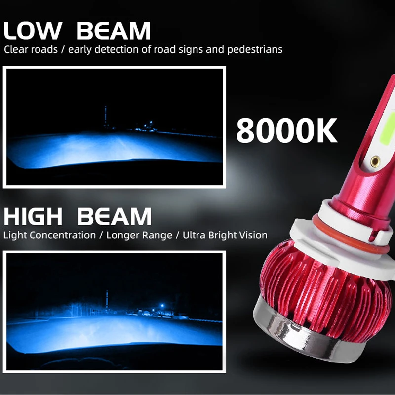 2 шт. H7 светодиодный мини фар автомобиля лампа H1 H4 H11 HB3 HB4 9005 9006 9000LM 50W 3000K 8000K