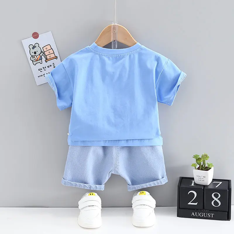 

Children Clothes Summer Baby Boys Girl Cartoon Dog T Shirt Denim Shorts 2Pcs/Sets Kids Infant Fashion Clothes Toddler Sportswear