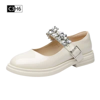 student lolitar shoes college girl shoes commuter uniform shoes pu leather shoes beautiful princess glass slipper big size 39 44