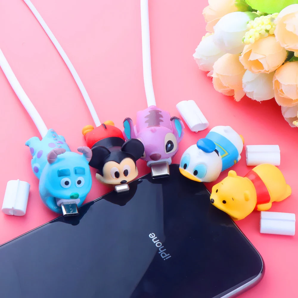 Cartoon Animal Cable Bite Protector For iphone11 Pro Micro usb Type-c USB Charger Wire Winder Organizer Holder Anti-break | Электроника