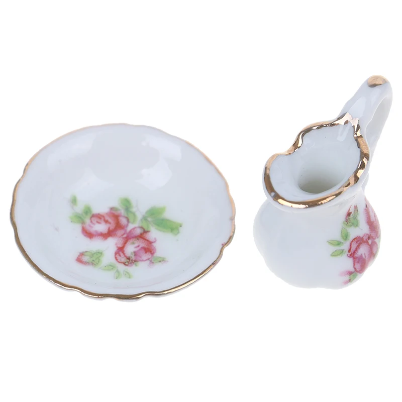 

Mini Kettle+basin Ceramics Teapot & Basin Toy Children DIY Miniatures For Dollhouses 1:12 Miniature Dollhouse Furniture