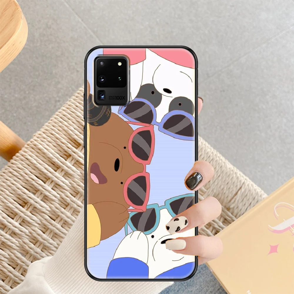 

Lovely Bear Cartoon Bare Phone case For Samsung Galaxy Note 4 8 9 10 20 S8 S9 S10 S10E S20 Plus UITRA Ultra black painting