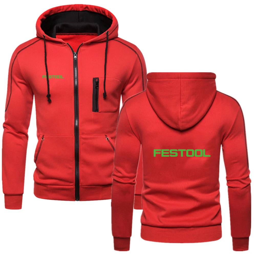 

2021 New FESTOOL Fashion Male Comfortable Warm Cotton Zipper Hoodie Fitness Sweatshirts Solid Fleece College Style Men Coat