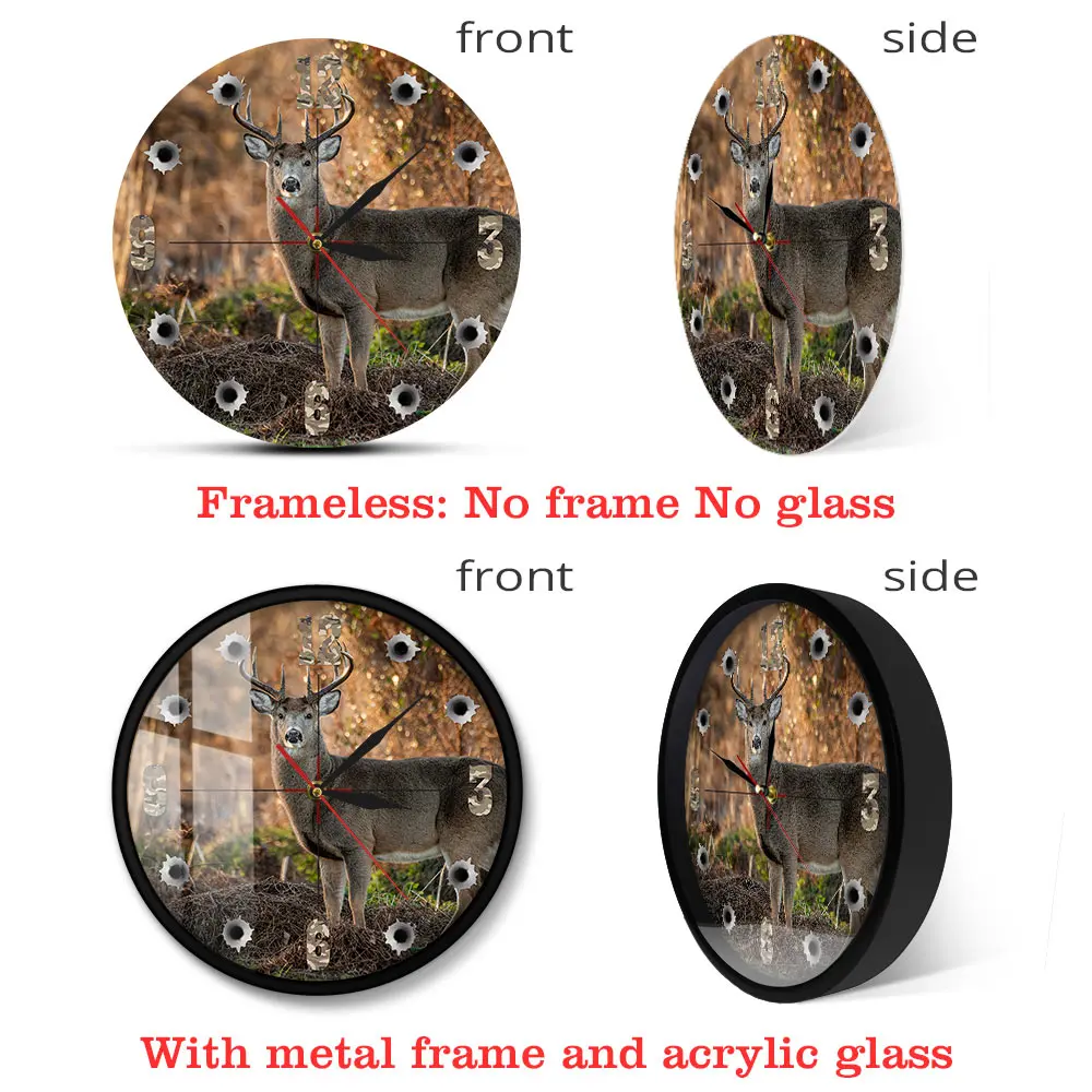 Охотник на оленей камера Снайпер большой бак круглые Настенные часы охотничий