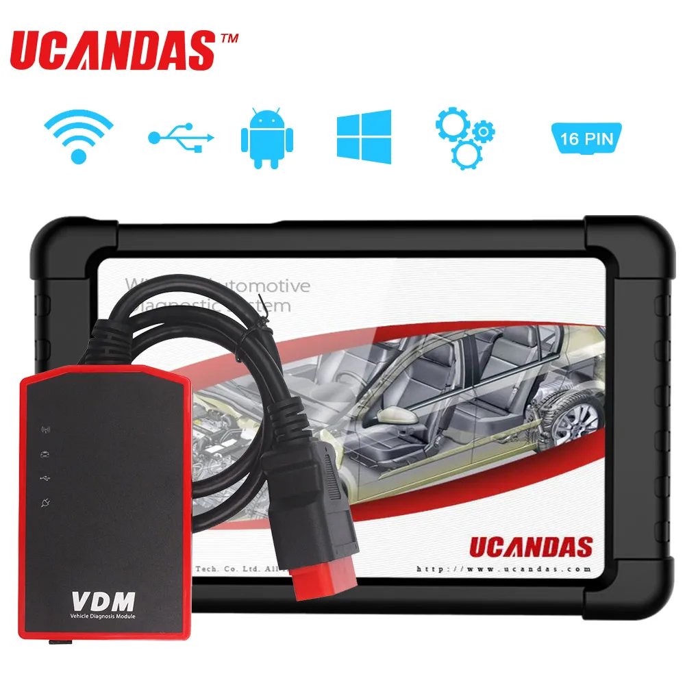 

UCANDAS VDM OBD2 Diagnostic Scanner Read Code Scan Auto Tool ABS Oil ECU Reset ETC ESP BAS Full Systems 8 Inch Free Update