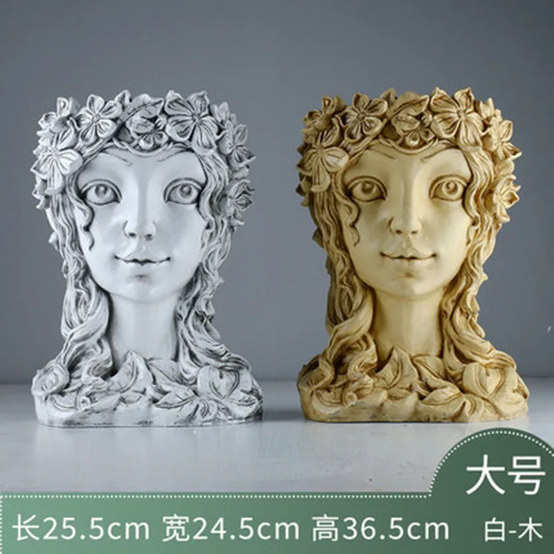 

2pcs Lady's Head Flower Pot Arts Vase Human Face Planter Garden Accessory Indoor Outdoor Potted Vase