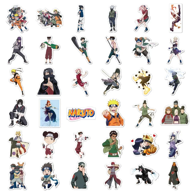 100 Uds pegatina de Naruto Uchiha Sasuke Haruno Sakura pegatinas a prueba de Anime Pack port&aacute;til monopat&iacute;n bicicleta coches equipaje juguetes de los ni&ntilde;os-3