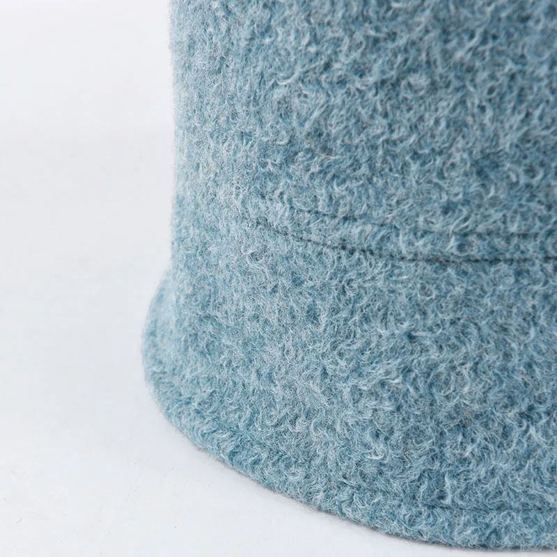 Женская шерстяная шапка Fedora однотонная простая ведро для осени и зимы вязаная в