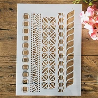 a4 29cm geometry lines diy layering stencils wall painting scrapbook embossing hollow embellishment printing lace ruler