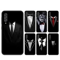 man suit shirt tie silicone cover for samsung a90 a80 a70s a50s a40s a30s a20e a20s a10s a10e black soft tpu phone case
