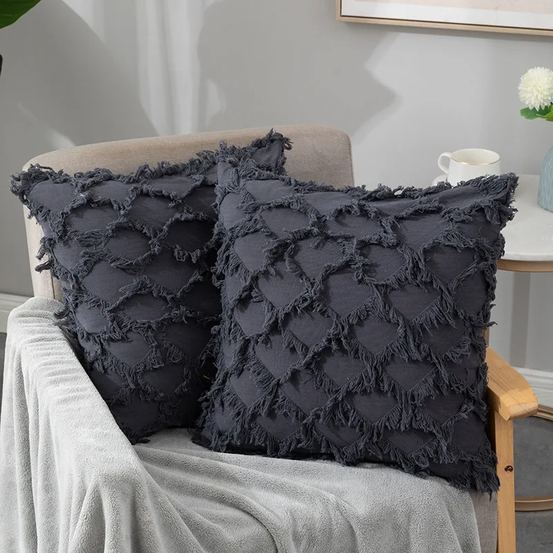 

XAXA Plaid Solid Color Pillowcase Cushion Cover Sofa Home Decoration Cover 45*45CM