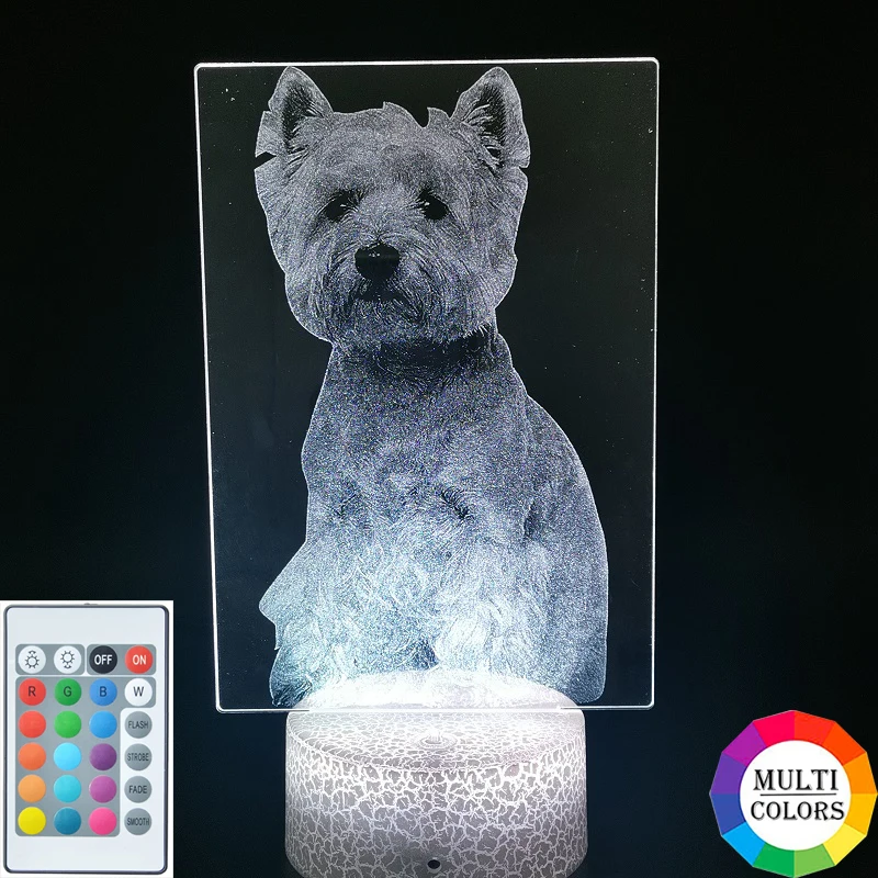 

RGB Night Light LED Pet Dog 3D Desk Lamp West-Highland-White-Terrier Nightlight Club Party Hotel Decor Kids Gift APP Control