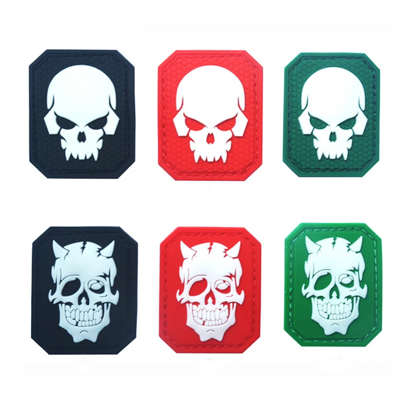 

1PC PVC Rubber Epoxy Skulls Armband K9 Service Dog Badge Epaulette Patch for Backpacks Acrylic Badges Glow-in-the-dark