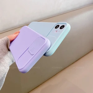 slide camera lens protector phone case for xiaomi mi 11 lite 11i 10t pro mi11 i 5g xiomi 10tpro liquid silicone soft back cover free global shipping