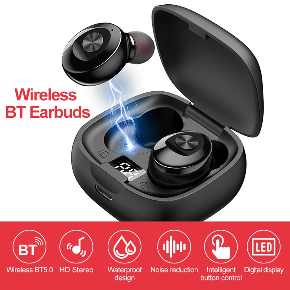 

Digital Display Wireless Bluetooth Earbuds Bluetooth 5.0 Binaural Call Touch Control Waterproof Earphones 350mAh Long Standby