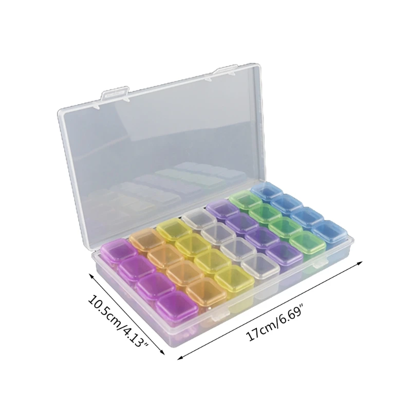 

Colorful / Transparent 28 Grid with Cover Nail Tools Storage Box for Diamond Painting Storage Containers DIY Manicure