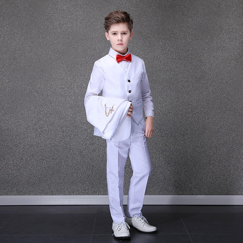 

Комплект из трех предметов для мальчиков, официальная куртка, штаны, жилет, комплект одежды для мальчиков, вечернее платье-смокинг для выступлений и джентльменов, детский свадебный костюм