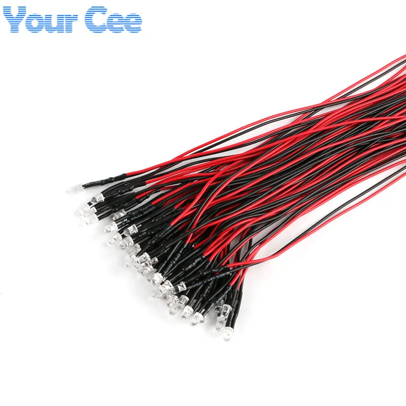 Предварительно проводсветодиодный ная лампа 10 шт. 3 мм F3 20 см белый красный